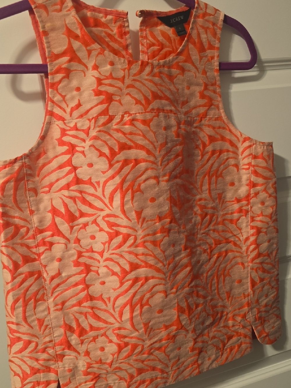 J. Crew Neon Orange and Light Pink Floral Tank